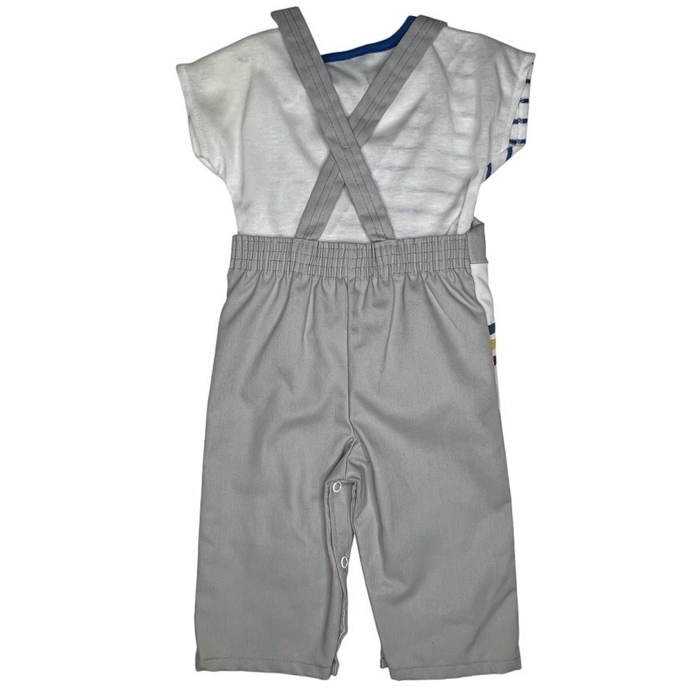 Vintage 70s Toddler Baby Boys Overall Set Striped Retro Mod Outfit 1T NWOT - Picture 4 of 9